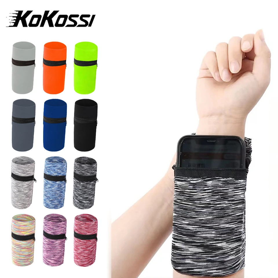 KoKossi Exercise Wrist Bag Arm Cover Breathable Moisture Wicking Sports Mobile Phone Arm Bag High Elastic Fitness Cycling