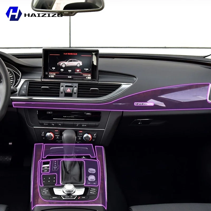 

Для Audi A7 2012-2018 салон автомобиля, защитная наклейка на центральную консоль, внутренняя декоративная полоса, защитная наклейка из ТПУ, ремонт PPF