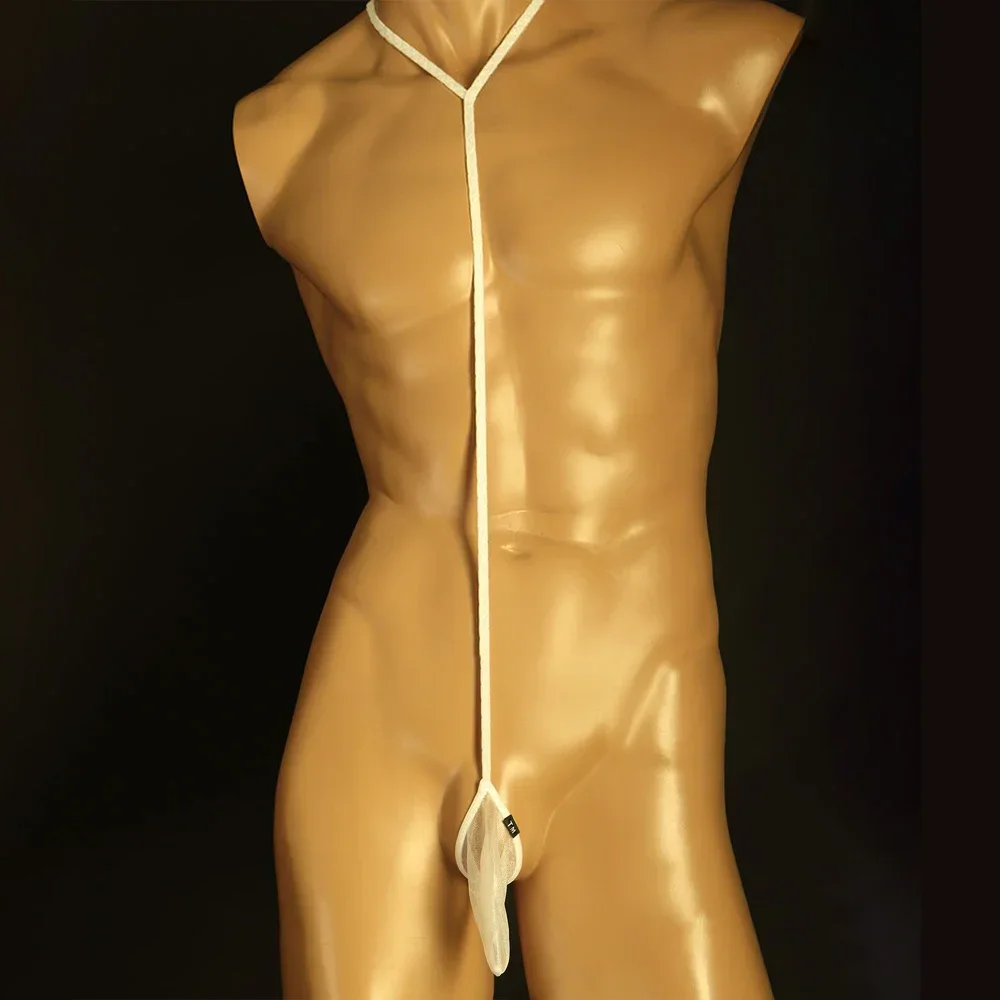 

Men Thong Mankini Sexy Strap Briefs Suspender Bodysuit Leotard Underwear Body Costume Mesh See Through Bandage Lingerie