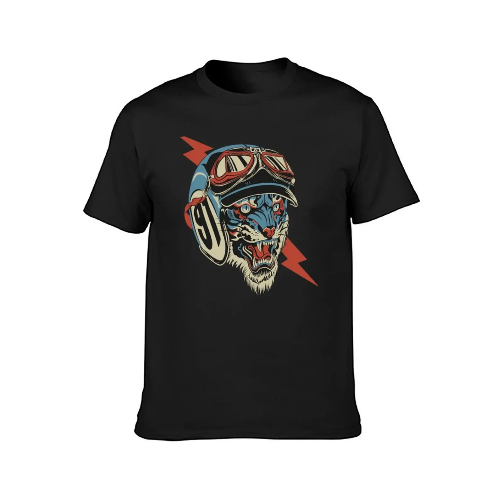 Tiger motorcyclist T-Shirt kawaii clothes aesthetic clothes plus sizes hippie clothes men t shirt