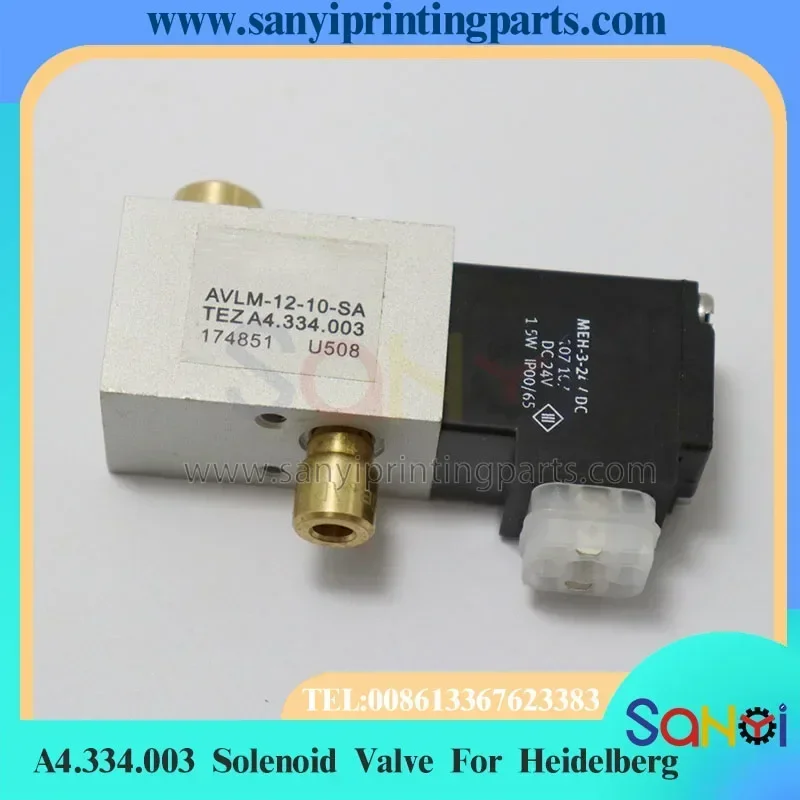 จัดส่งฟรี คุณภาพดีที่สุด A4.334.003 โซลินอยด์วาล์ว AVLM-12-10-SA สำหรับเครื่องพิมพ์ไฮเดลเบิร์ก QM46 SM52 SX52 อะไหล่เครื่องพิมพ์