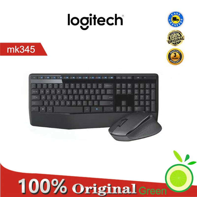 

Logitech MK345 Wireless Keyboard Mouse Combos For PC Laptop Optical Ergonomic Mice Full Size Keyboard Combos Splash-Proof Office