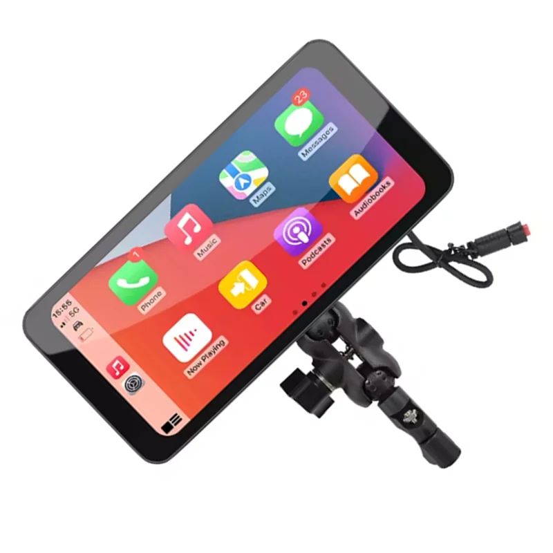 무선 블루투스 디스플레이 6.5인치 오토바이 스마트 스크린 Carplay 안드로이드 자동 호환 이동식 브래킷 IP67 방수