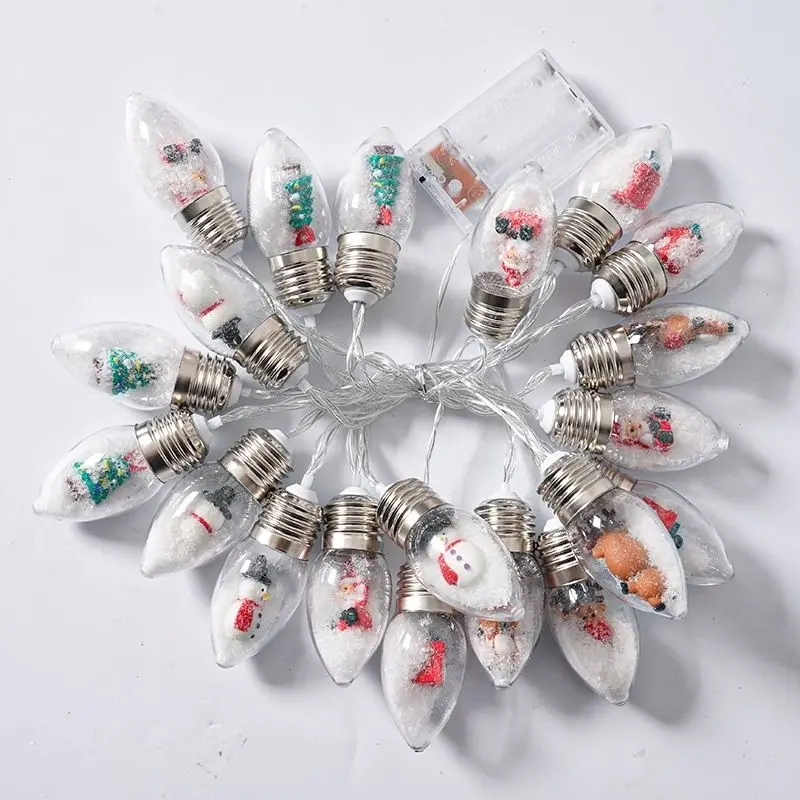 Christmas Snow Globe Bulb String Light Warm LED Fairy Light Shatterproof Xmas Home Holiday Hanging Ornament Battery Powered