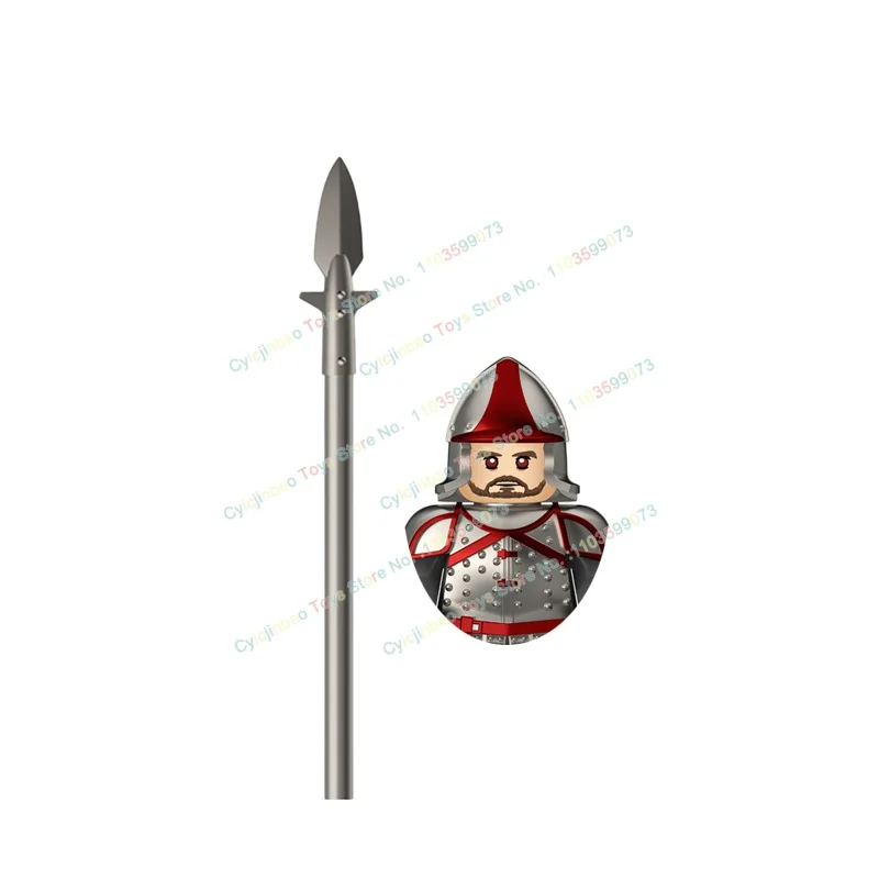 ST01+ST02 Medieval Series Dragon Soldiers Action Figures Building Blocks Bricks Accessories Long Spear Helmet Dolls Toys Gifts