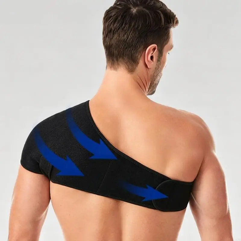 Basketball and Badminton Shoulder Support Wrap, Adjustable Single Shoulder Support with Wide Panel for Gym Training and Sports
