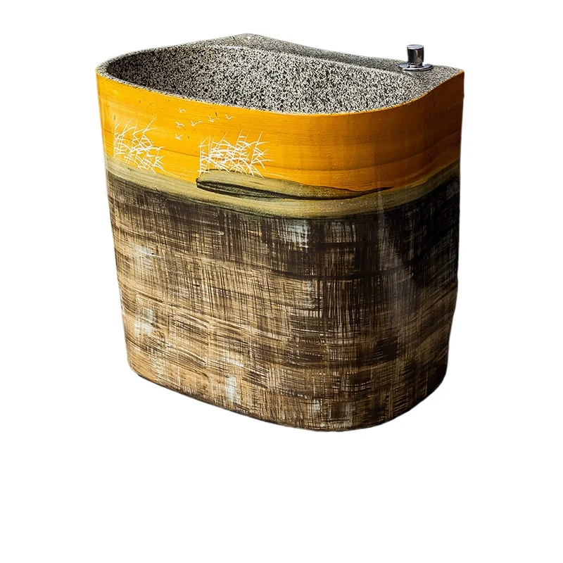 

Retro balcony ceramic mop pool with faucet integrated household bathroom courtyard mop pool washing basin