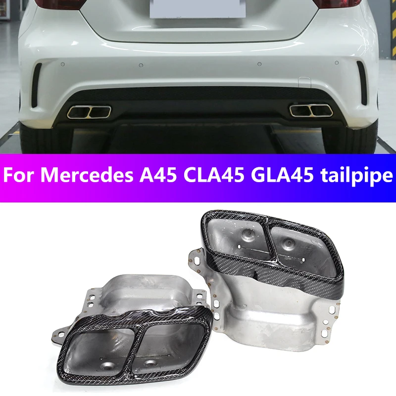 

For Mercedes-Benz A45 CLA45 GLA45 AMG square mouth carbon fiber tailpipes W117 muffler tip stainless steel exhaust pipes