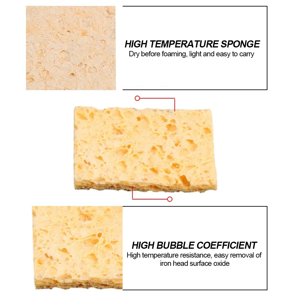 10 unids/set de esponja limpiadora, herramientas amarillas, esponja limpiadora duradera de alta temperatura para soldadura eléctrica, punta de soldador