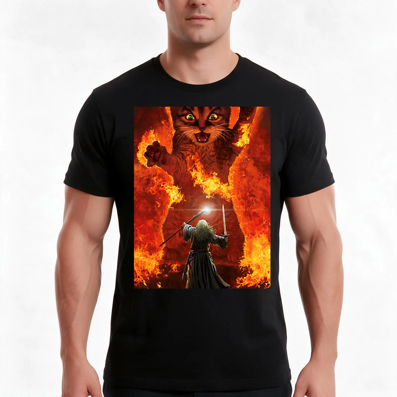 Balrog cat shirt TShir T-Shirt Summer Casual Cotton Tee Oversized Streetwear Tops Vintage Graphic Print Unisex Men Women