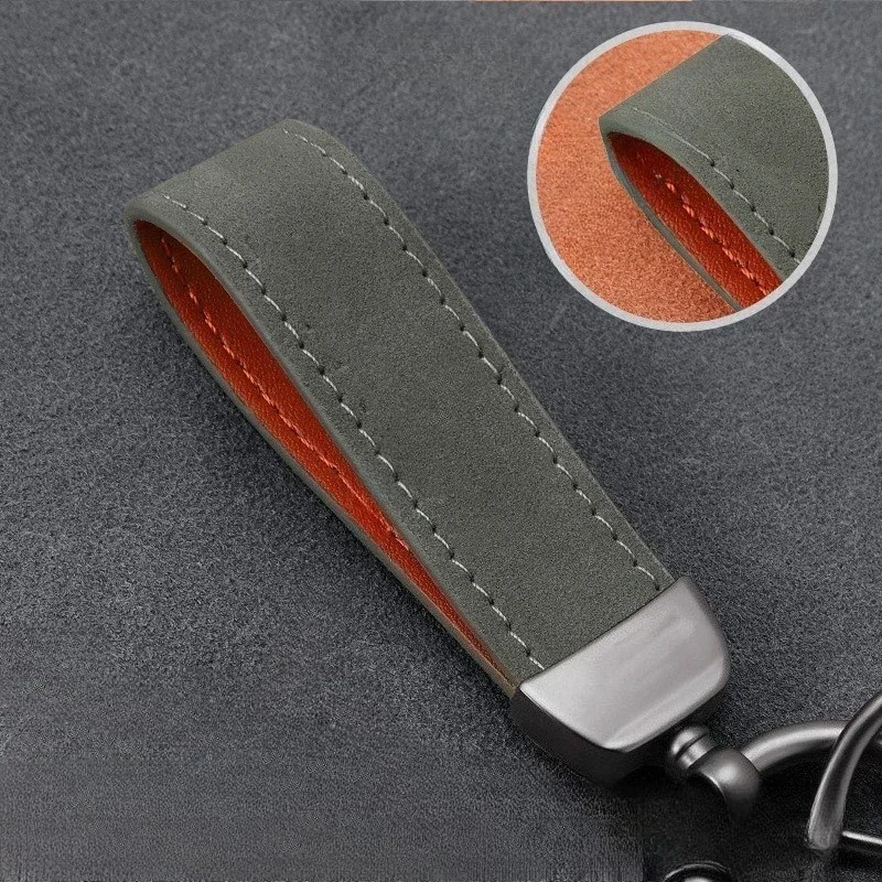 Personalized Name Number Crazy Horse Pu Leather Keychain Men's Women's Metal  Car Key Chain Ring Laser Customized Logo Keyring