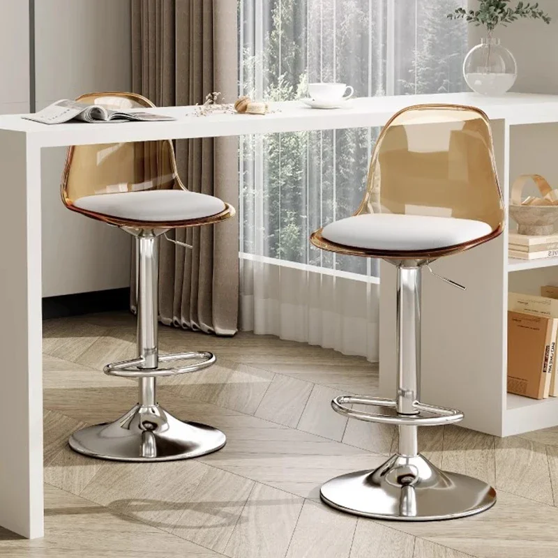 

Barber Cushions Bar Chair Lifting Transparent Kitchen Adjustable Bar Chair Library Disk Base Sillas Para Comedor Home Furnitures