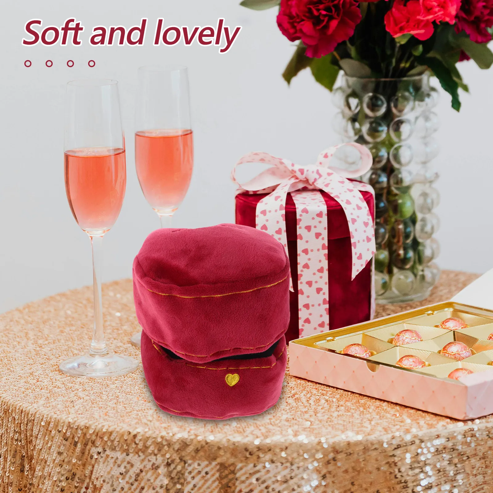 Creative Stuffed Ring Jewelry Romantic Large Girlfriend Gift for Wedding Birthday Symbol of True Love Present Small Ring