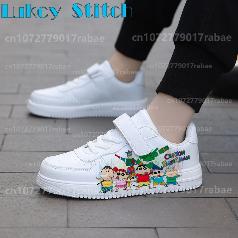 Nuevo superventas, zapatos con estampado de crayón Shin de dibujos animados para niños, niñas, jóvenes estudiantes, zapatos casuales de suela blanda, regalo de Navidad