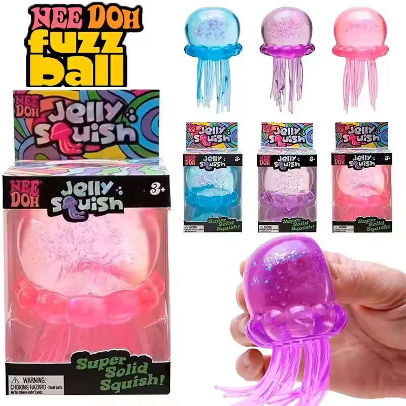 

Transparent Glitter Jellyfish Squishy Toy Super Soft TPR Squeeze Stress Ball Sensory Fidget Toy for Anxiety Relief