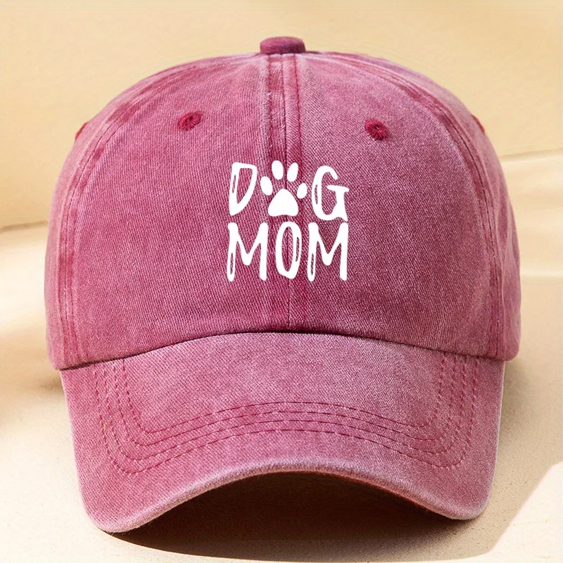 Gorra de béisbol clásica lavada retro con estampado de mamá de perro, sombrero para el sol deportivo informal al aire libre, gorra de pico de pato con parte superior suave ajustable
