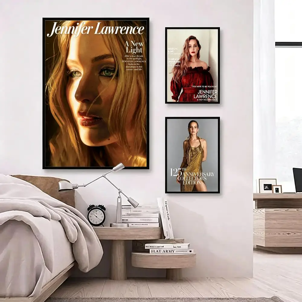 actress Jennifer Lawrence Poster Poster HD Waterproof Self-adhesive Art Print Wall Decor for Bedroom Living Room Gift