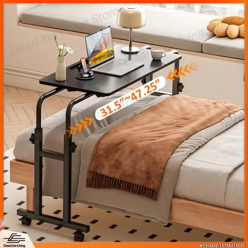 Adjustable Overbed Table with Wheels Recliner Laptop Desk Height and Length Adjustable Heavy Duty Metal Stand for Hospital