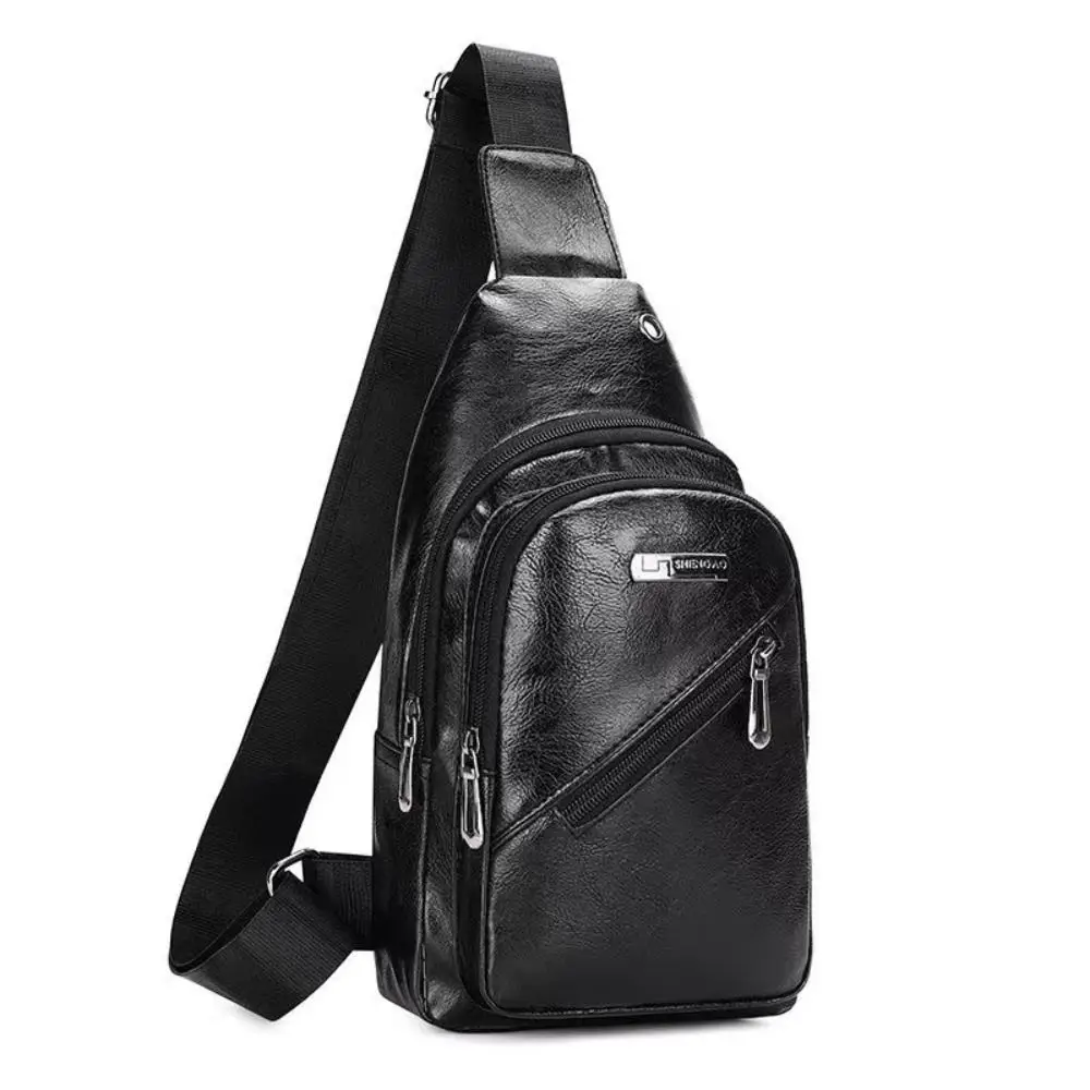 PU Leather Men's Shoulder Bag Multi-layer Anti-theft Travel Crossbody Bag Large Capacity Outdoor Small Backpack Chest Bag