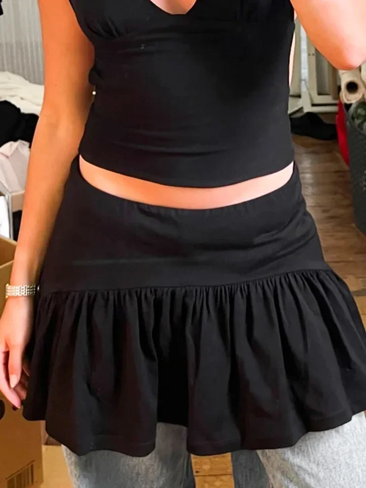 Ensemble 2 pièces tendance été 2025, camisole sexy dos nu + mini jupes, extensible, assorti, clubwear