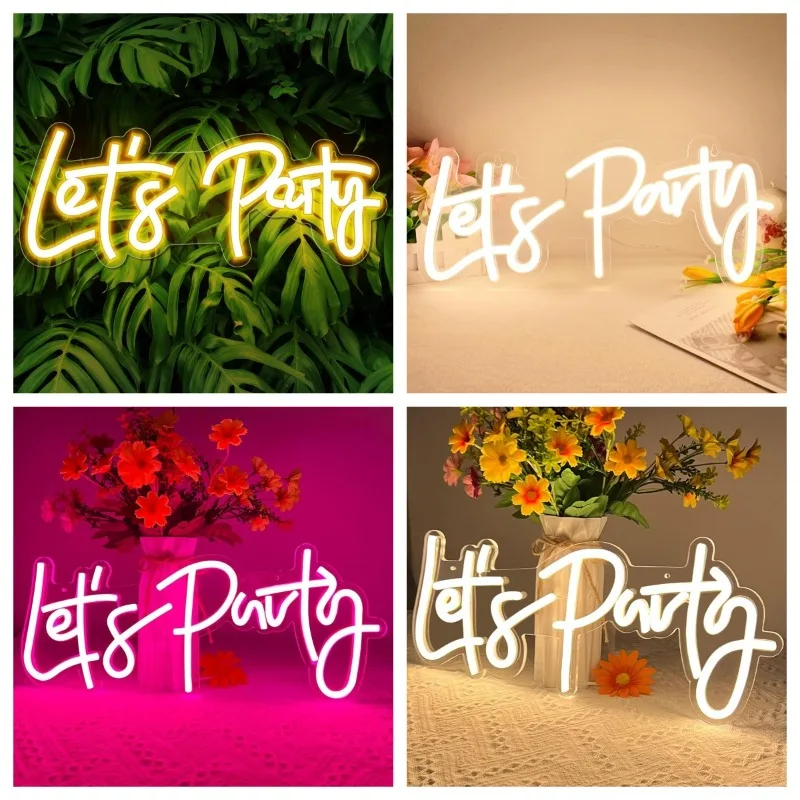 

Lets Party Neon with Dimmable Light , Wall Decoration, Birthday, Wedding, Bachelor Party,Valentine's Day Gift with 5V USB Cable,