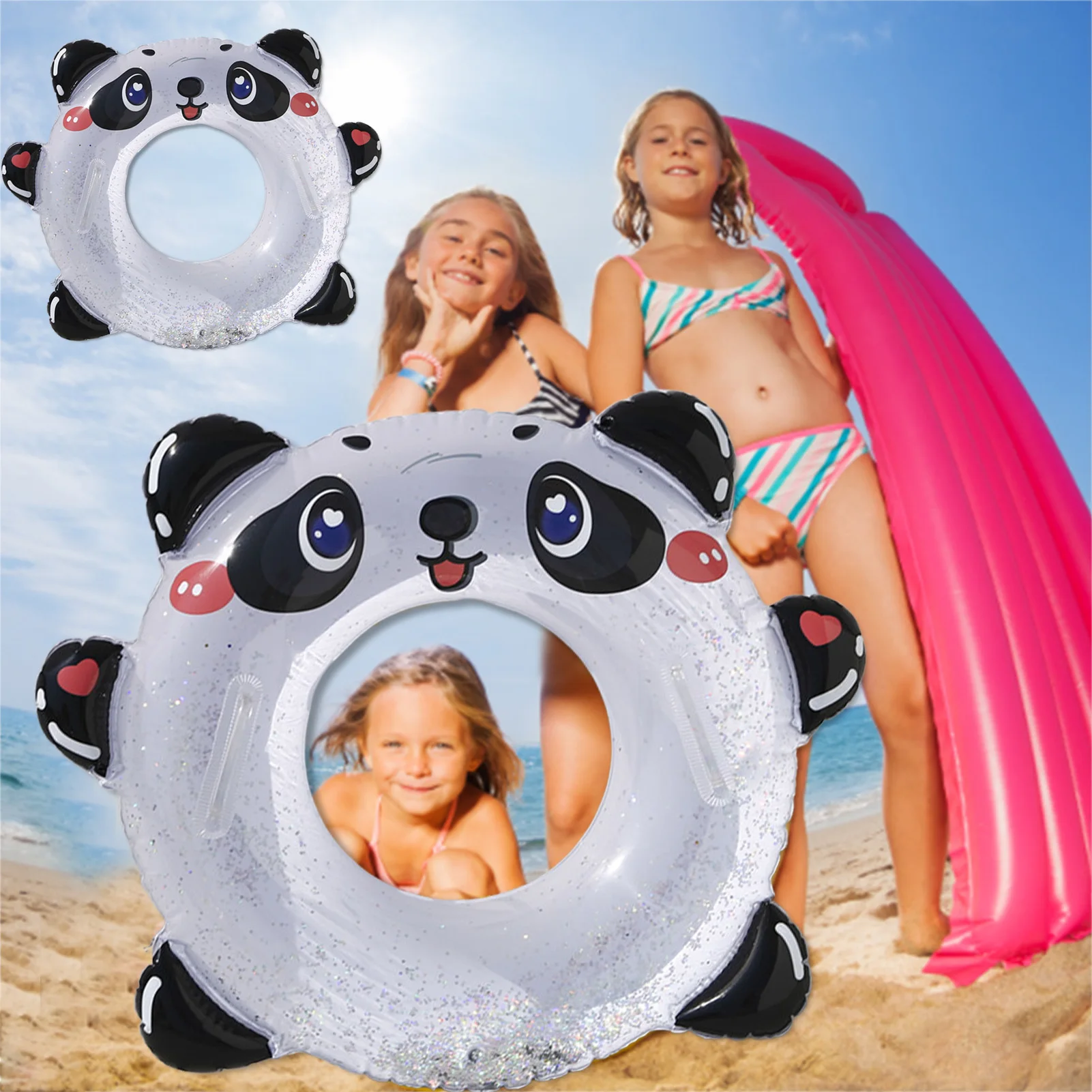 Panda Cartoon Swim Rings Iatable Pool Float Circle Swimming Ring For Kids Swimming Float Air Mattress Beach Party Pool Toys