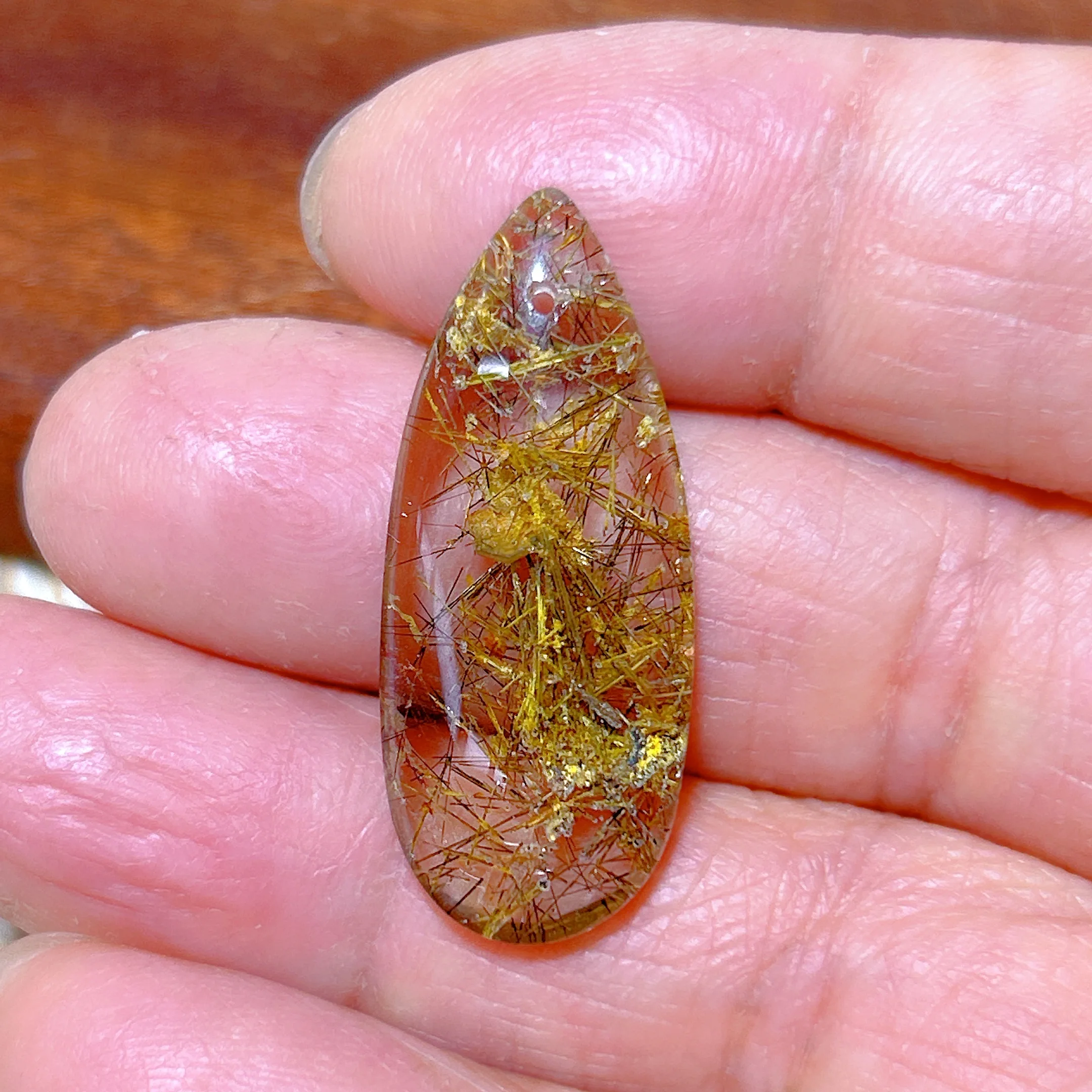 Healing Natural Crystal Golden Rutile Water Drop Accessory Hole Hang High Quality Gemstones Energy Reiki Home Decorations Gift