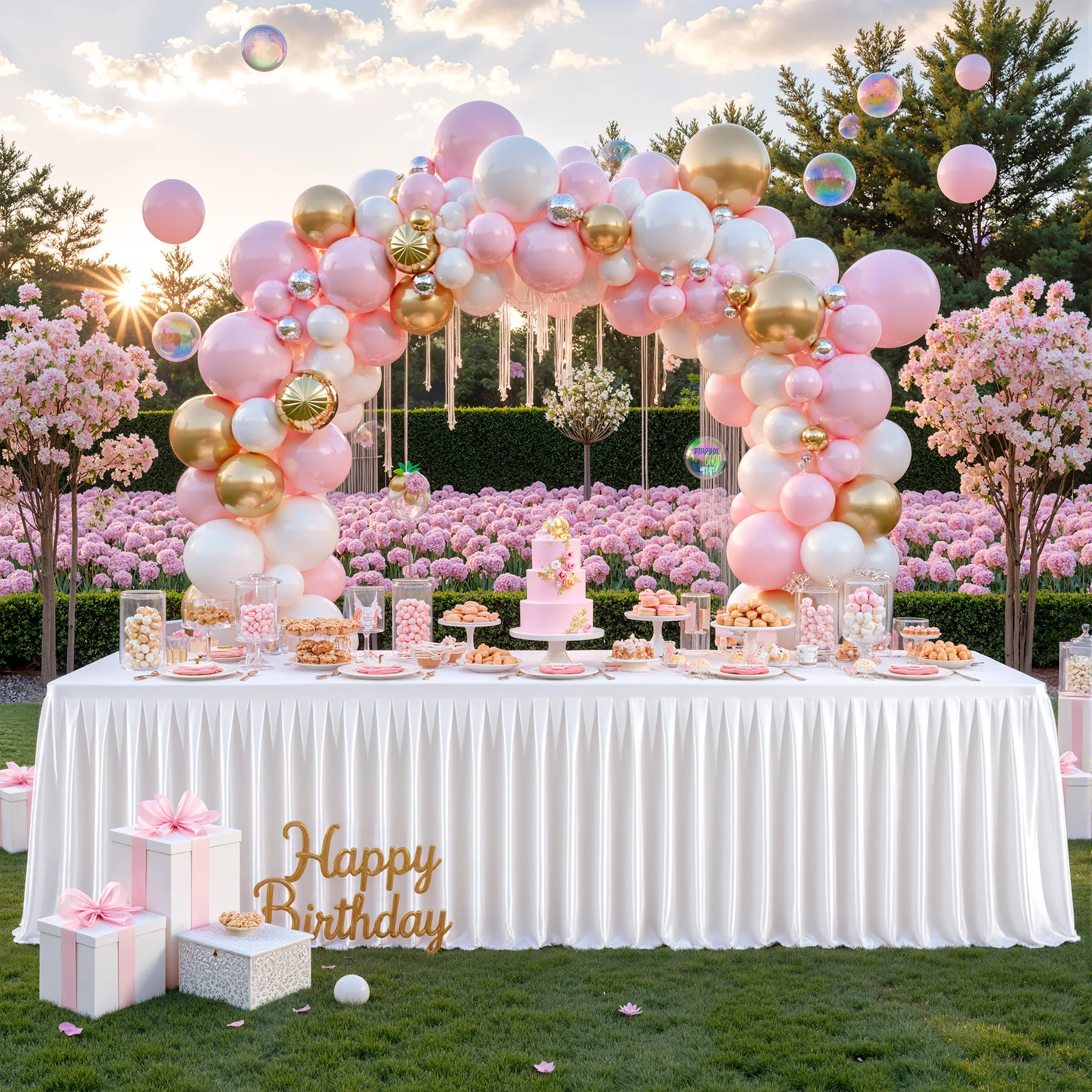 

Rectangular-Shiny Spandex Party Table Cover with Pleated Table Skirt,for Wedding Birthday Baby Shower Banquet Ceremony Events