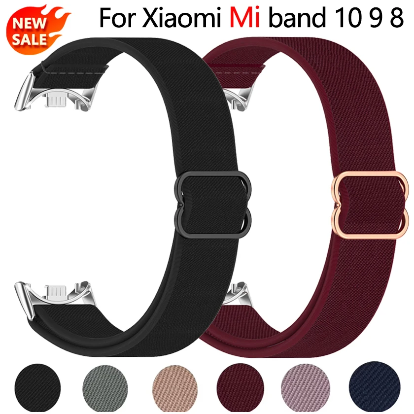 Scrunchie Straps for Xiaomi Mi Band 10 9 8 Strap Accessories Elastic Nylon Loop Replacement Bracelet Mi Band 8 Mi Band 9 Strap