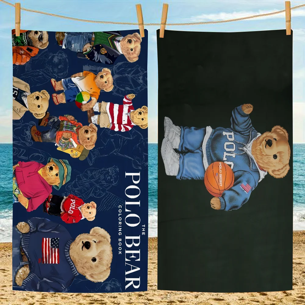 Cute Teddy Bear Happy Anime Beach Swimming Towel Soft Absorbent Washcloth Children\'s Gifts for Kids Travel Camping Gym