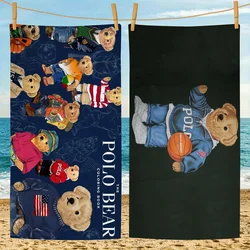 Cute Teddy Bear Happy Anime Beach Swimming Towel Soft Absorbent Washcloth Children's Gifts for Kids Travel Camping Gym