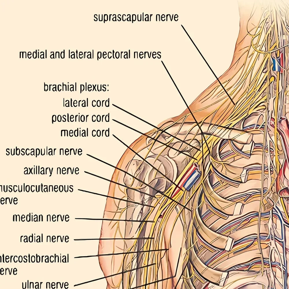 NERVOUS SYSTEM OF THORAX AND UPPER LIMB Vintage Medical Posters and Prints Wall Art Painting Wall Chart Hospital Home Room Decor
