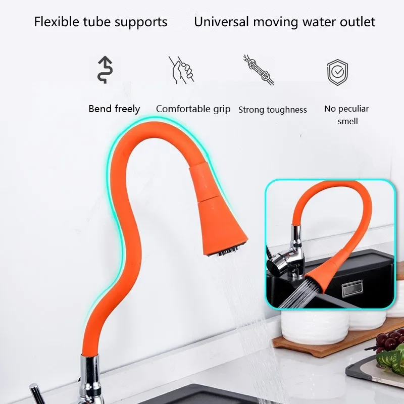 GEGVE Kitchen Faucet Rotate Spring Rubber Deformation Faucets Mixer Tap Hot Cold Water Iron To Sink Into The Kitchen with Filter