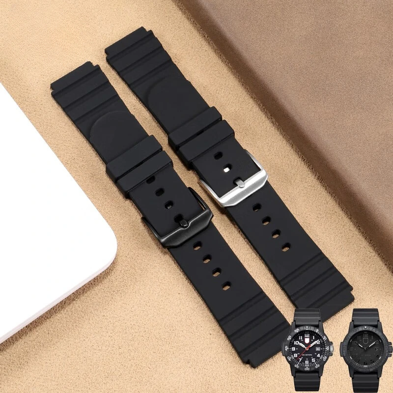 For Luminox Watchband Silicone Replace Outdoor Anti-Allergy Men\'s 21mm 3901 3001 3000 Rubber Black Waterproof Soft Watch Strap