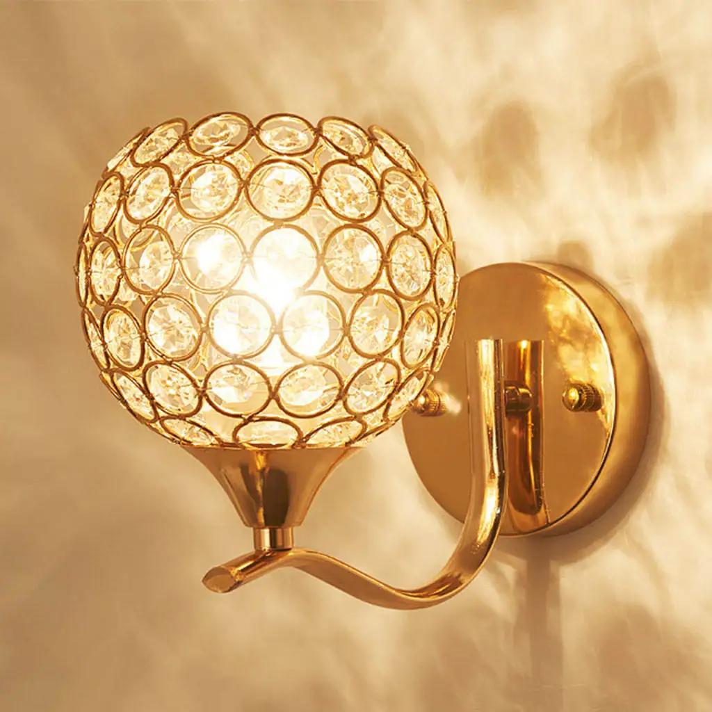 Candelabro de pared de cristal E27, lámpara Simple y creativa para dormitorio, mesita de noche, luces de cristal para decoración del hogar