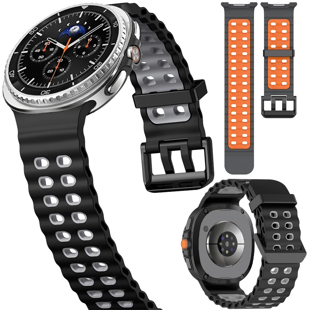 Original Ocean Strap for Samsung Galaxy Watch 9/8 44mm 40mm Silicone Wristband for Galaxy Watch 8/8 Classic 46mm Sports Bracelet