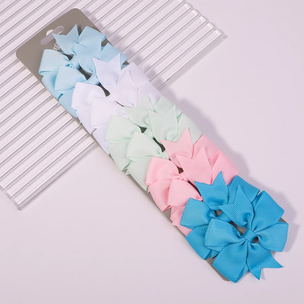 10 Cái/lốc Dễ Thương Đồng Màu Tóc Cung Tên Với Kẹp Dành Cho Trẻ Em Bé Gái Grosgrain Nơ Kẹp Tóc Barrettes Mũ Phụ Kiện Tóc