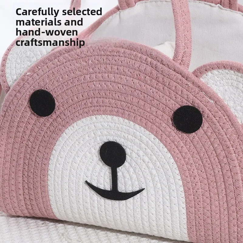 Cotton Rope Hand-held Storage Basket Cotton Rope Storage Basket Woven Diaper Storage Bag