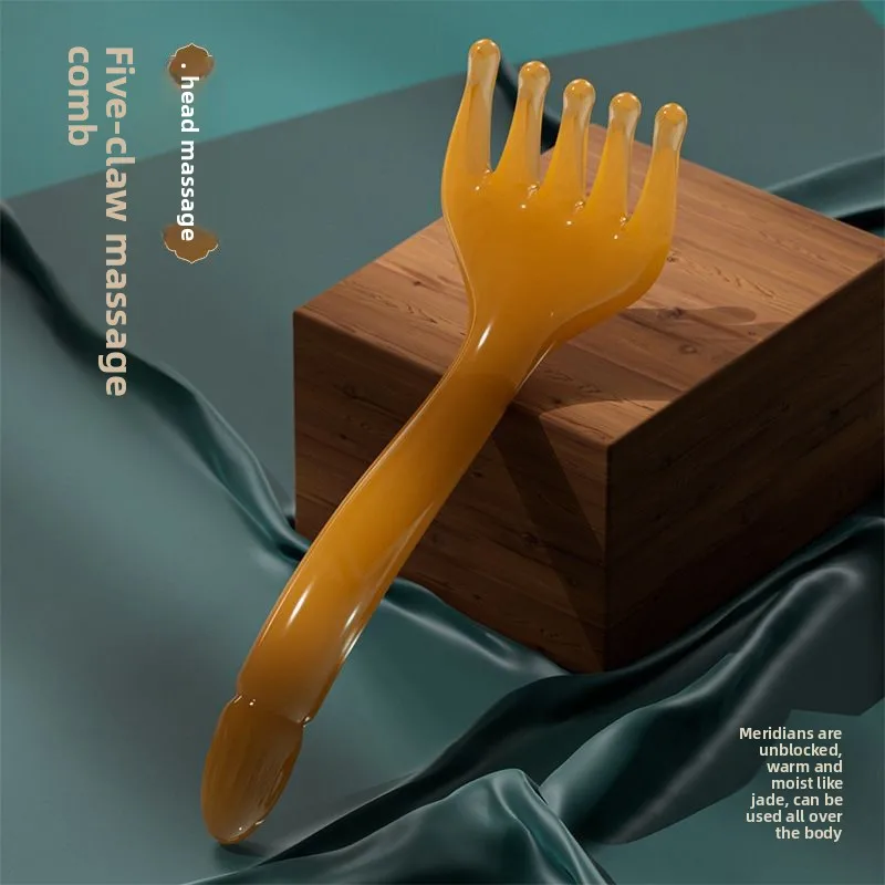 Five-claw comb, scratching tool for head meridians, meridian-unclogging rod for head meridian dredging.