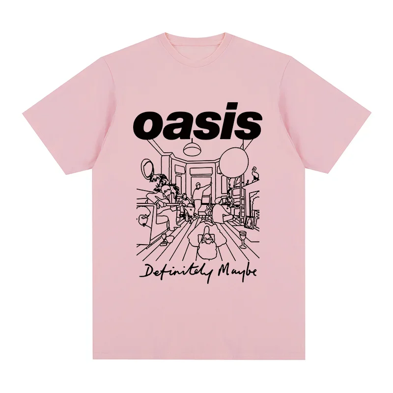 Summer fashion men's T-shirt, Oasis Band logo rock band retro T-shirt, 100% pure cotton casual loose high-quality T-shirt for me