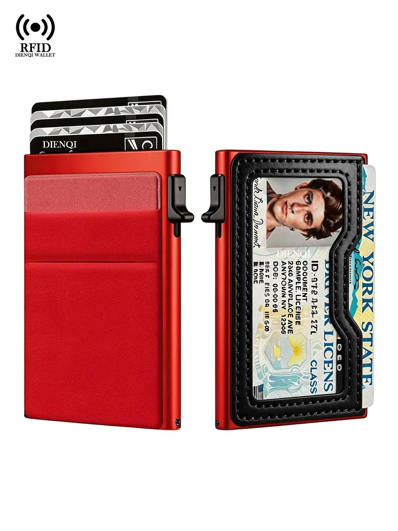 Geldbeutel Kartenetui Geldklammer Schlanker Minimalistischer Pop-Up-Kartenhalter RFID-Smart-Wallets ID-Fenster Mini-Taschen Luxus-Geldbörse Herren – Detail 8