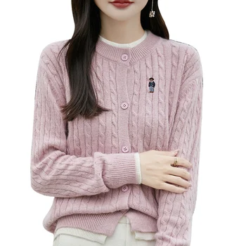 2024 الخريف والشتاء جديد سترة الكشمير المعنقة المرأة سترة المرأة سترة سترة المرأة سترة الكشمير المعنقة معطف المرأة