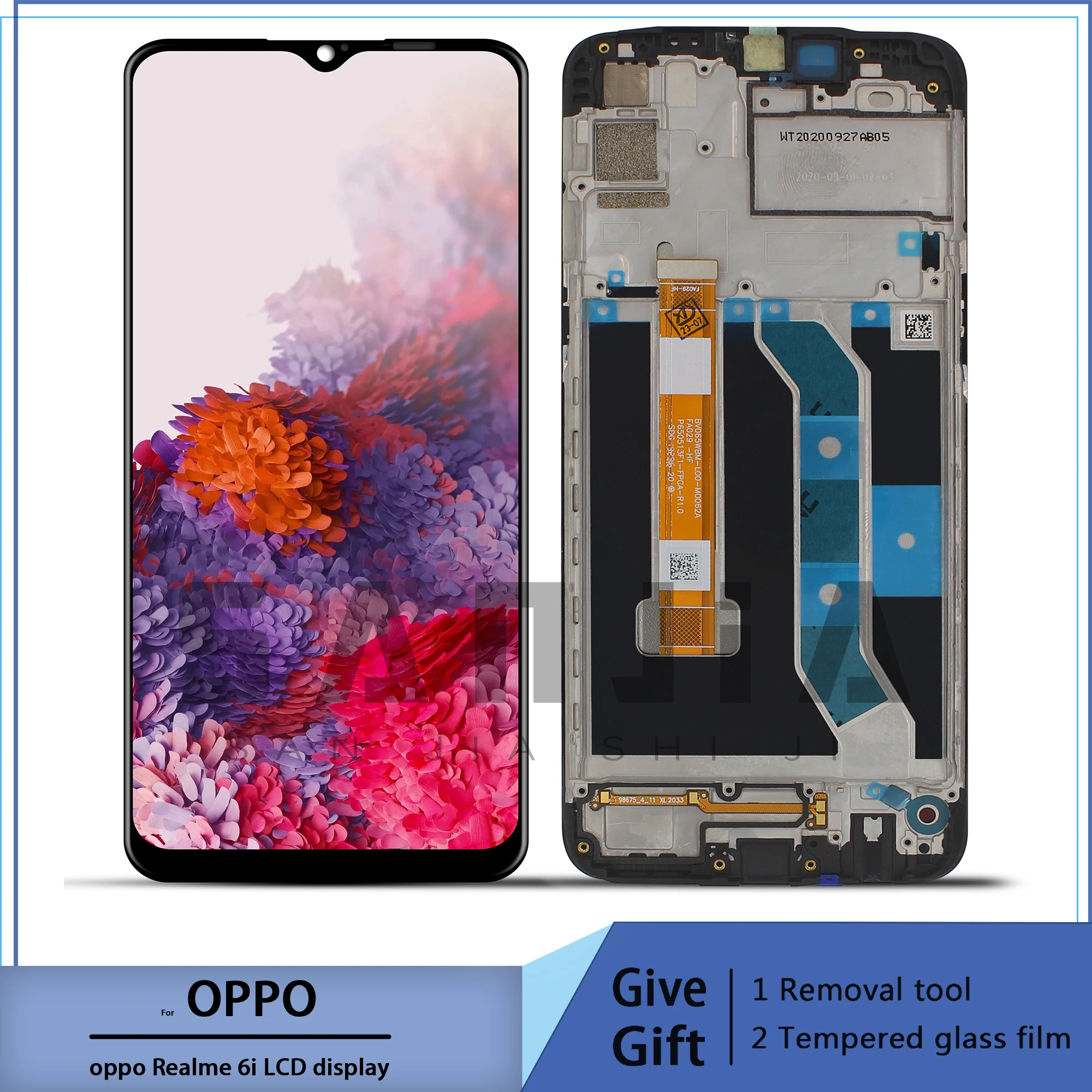 For OPPO Realme 6i RMX2040 Tela LCD, Touch Digitizer Assembly com Frame Substituir, 6.5 