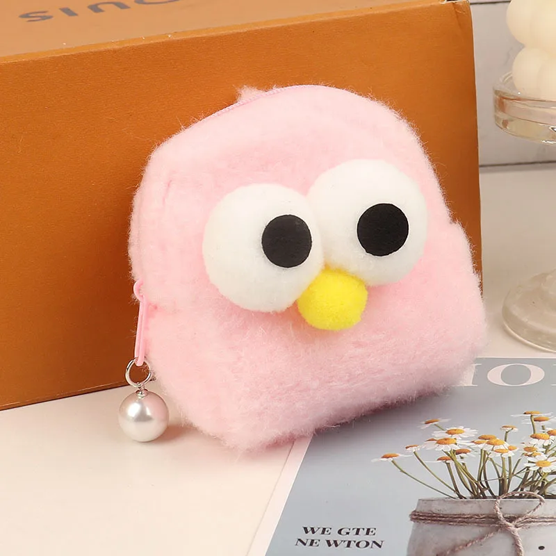 Cute Solid Color Big Eyes Plush Mini Wallet Soft Chick Plush Coin Purse Girls Lovers Valentine's Gifts