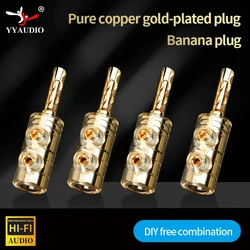 8Pcs Banana Plug Pure Copper Gold-Plated Hi-Fi Speaker Connector, PC Casing, Anti-Interference for AMP Mixer, DIY Audio Adapter