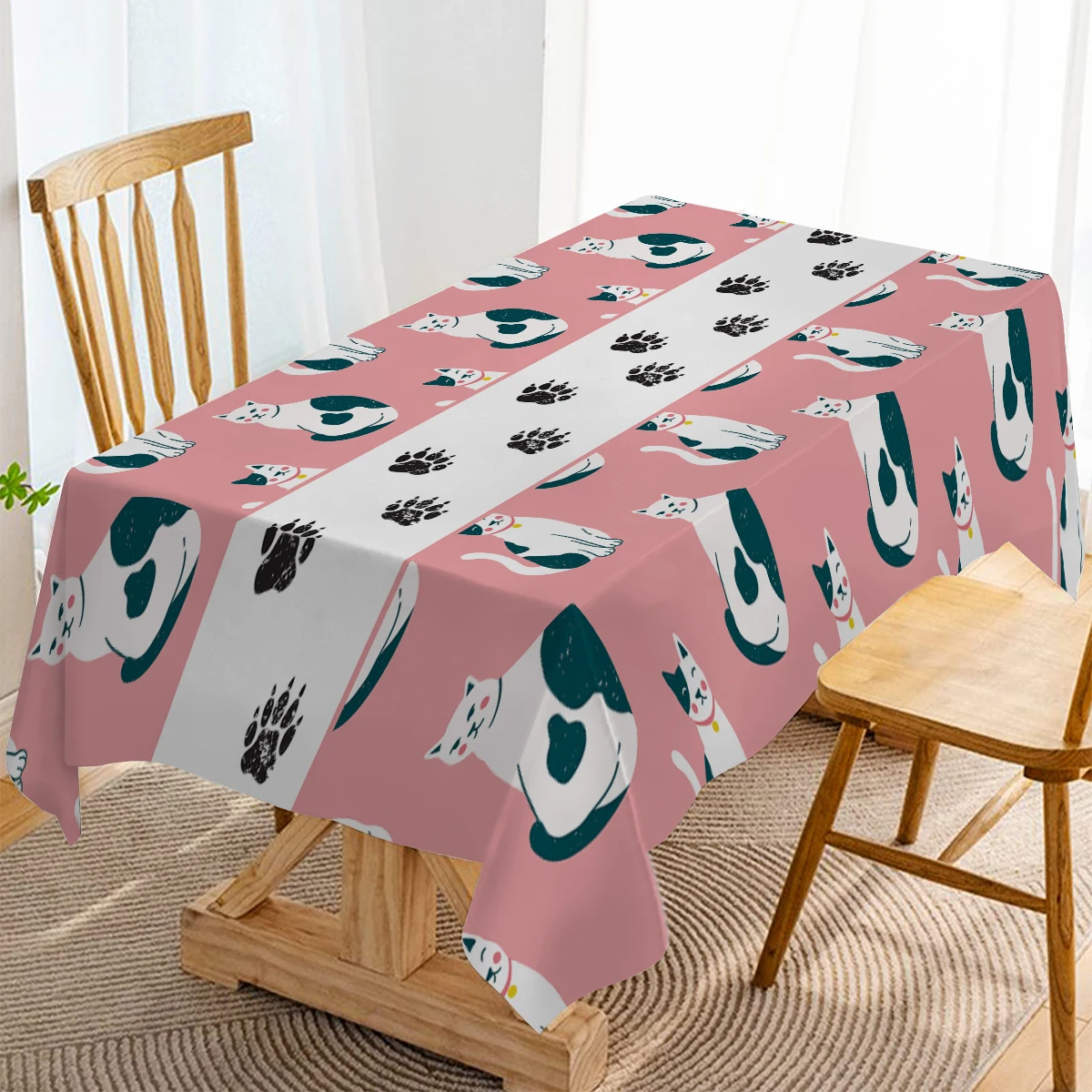 Cat's Rabbit PAWS Rectangle Polyster Tablecloth Festival Party Decoration Home Decoration Dining Room  Furnishings