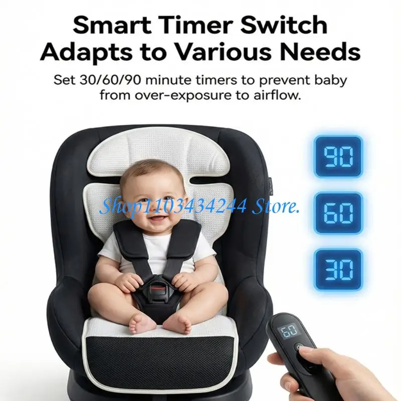 Lightweight Baby Strollers Fan Pad 3 Speed Ventilation Mat With Removable Design For Easy Cleaning