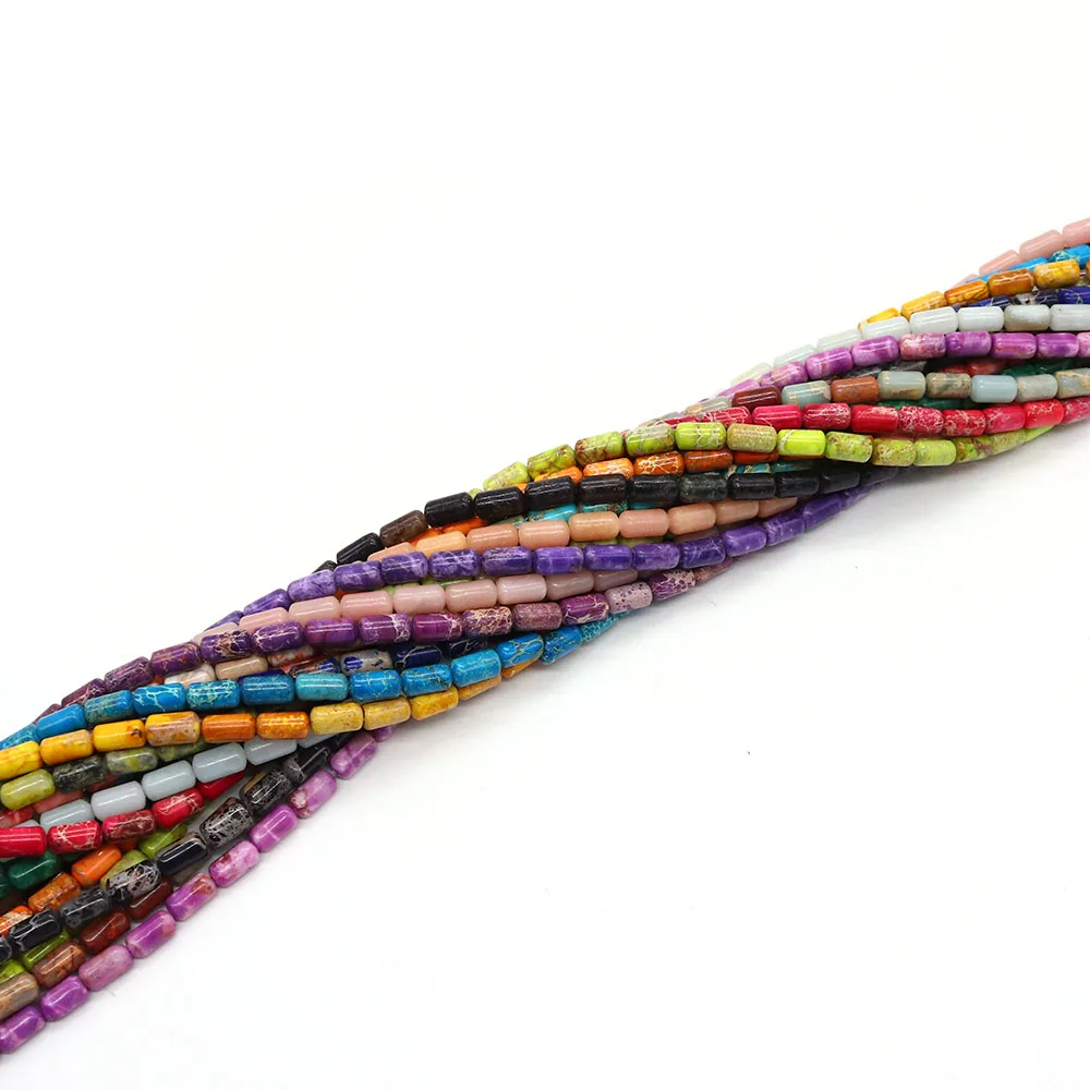 

4x8mm Tube Shape Natural Stone Beads Polished Emperor Stone Straight Hole Handmade Necklace Bracelet Jewelry Accessory 1 Strand