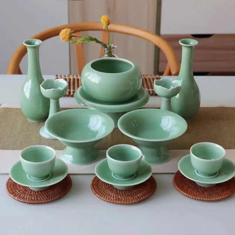 

Принадлежности для курильниц Longquan Celadon, подсвечники, посуда Будды, украшения для зала Будды, чашки для святой воды