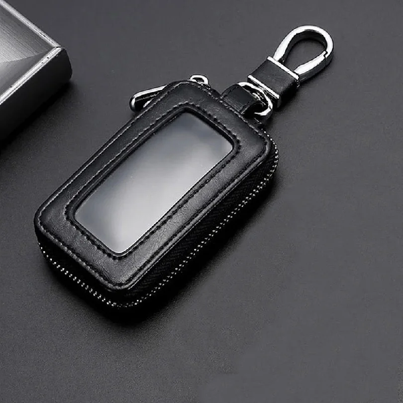 Car Key Case Key Protector Smart Key Chain Coin Holder Metal Hook And Keyring Wallet Zipper Retro Bag For Auto Remote Key Fob